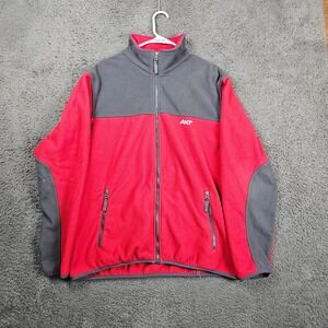 Aeropostale AXT Mens Fleece Jacket Red‎ Gray Full Zip L Warm Outdoor